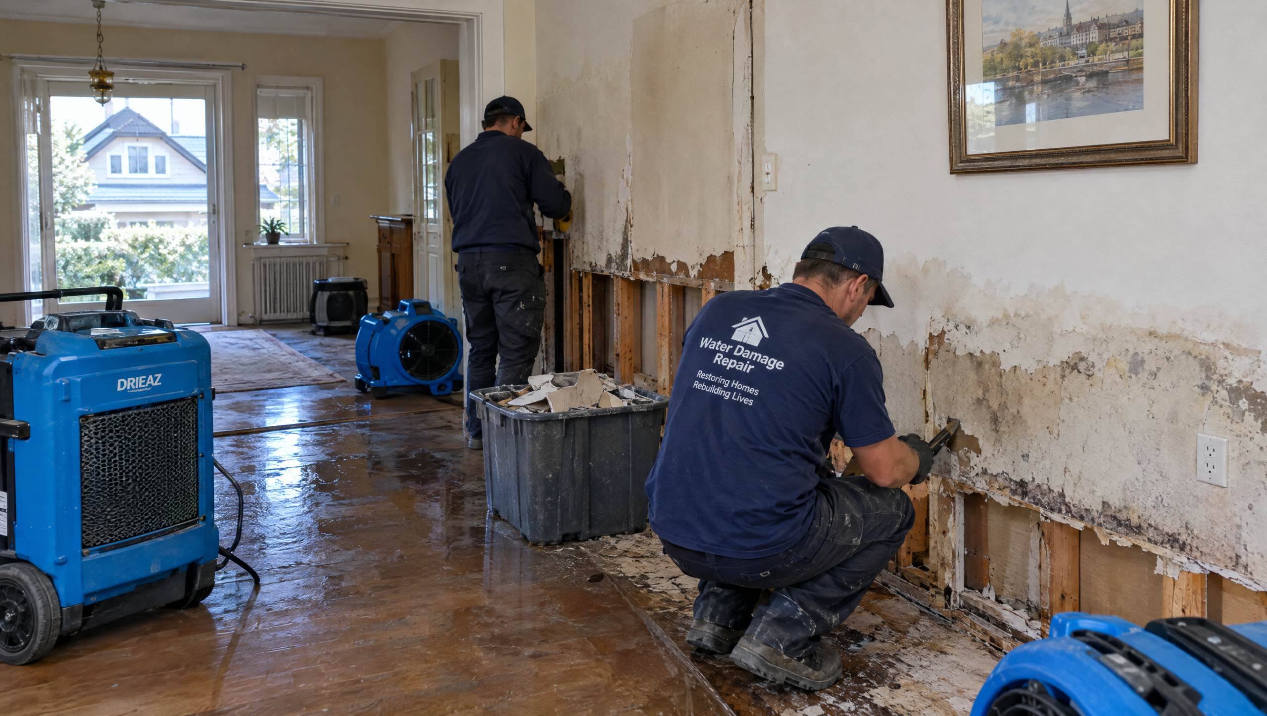 Water damage restoration in a residential property