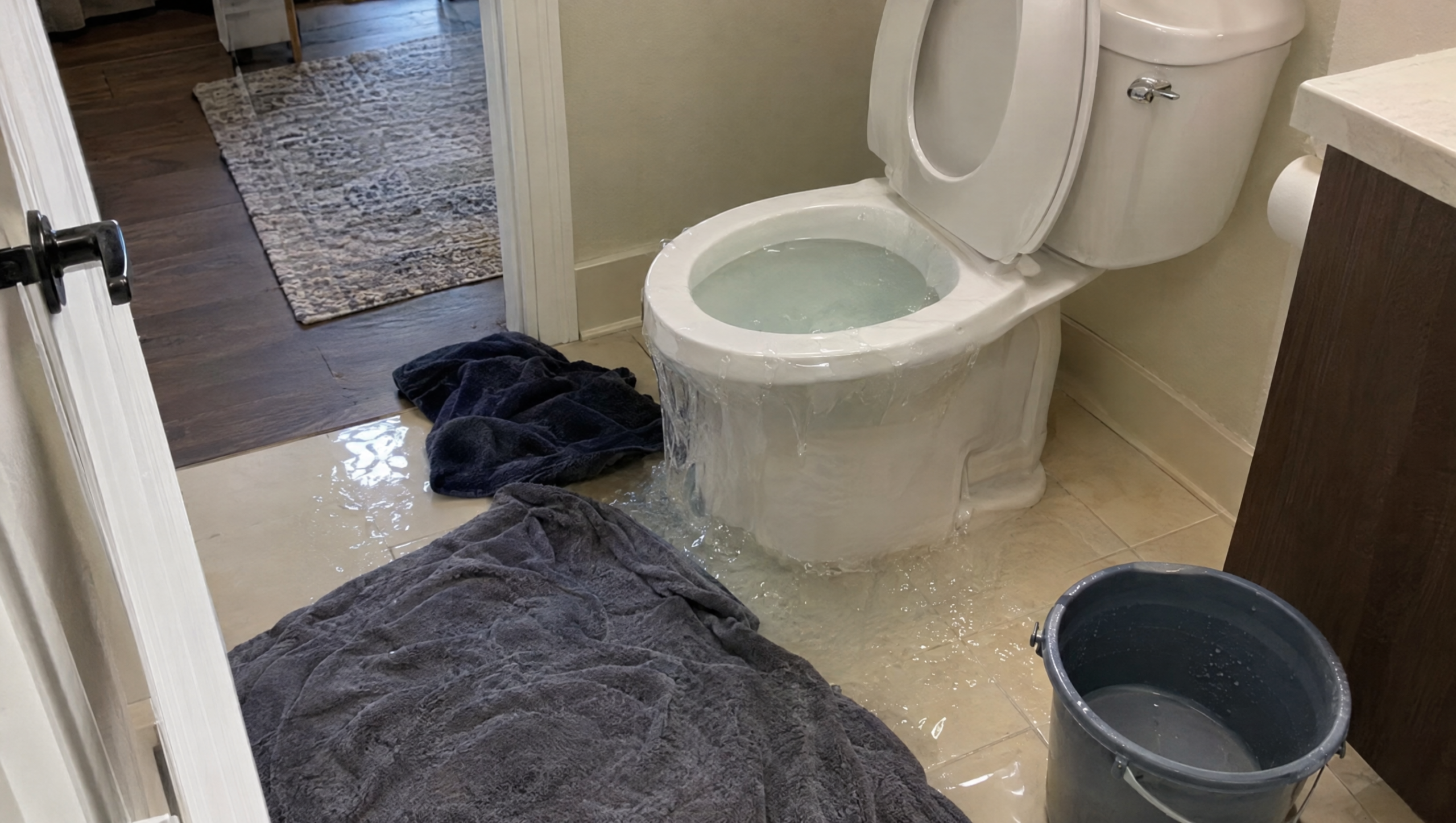 Toilet overflow cleanup and water removal